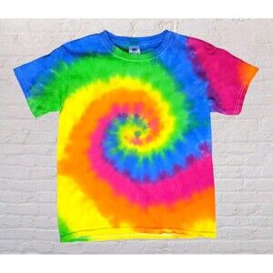 Colortone Youth SM Rainbow Spiral Tie Dye T-Shirt Unisex Retro Hippie Festival